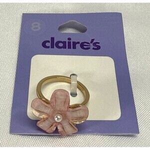 Claire's Pink Flower Ring Sz 8 NWT